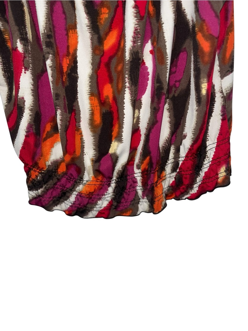 Zac & Rachel Geo Print Lace Up Tie Puff Sleeve Top Size XL - Picture 6 of 8